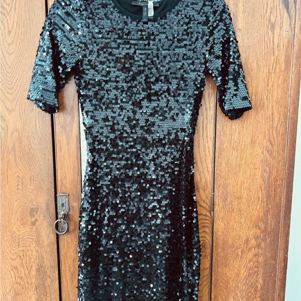 BCBGMaxAzria Black Sheath Midi Dress